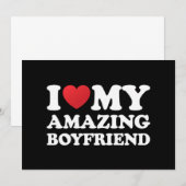 Invitation J'Aime Mon Petit Ami Extraordinaire Je Coeur Mon B (Devant / Derrière)