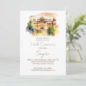 Invitation Jaipur palais aquarelle mariage indien Haldi (Debout devant)