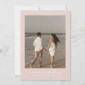 Invitation JALAINE Moderne Bleu bloc rose Enregistrer la date (Dos)