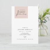 Invitation JALAINE Moderne Blush Baby shower fille bloc rose (Debout devant)