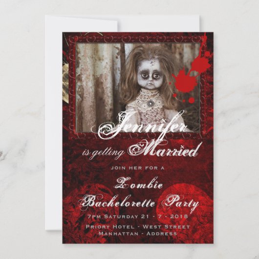 Invitation Jalloween ZOMBIE BRIDE DOLL Bachelorette (Devant)