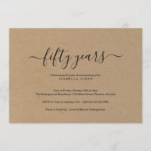 Invitation Jalon Anniversaire des adultes Papier Kraft