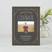 Invitation Jalon Art déco (faux or) (Debout devant)