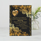 Invitation Jalon Black & Gold Mariage Anniversaire fête (Debout devant)