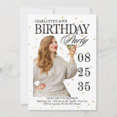 Invitation Jalon de script moderne Anniversaire tout âge Or  (Devant)