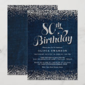 Invitation Jalon Denim & Diamonds 80e fête d'anniversaire (Devant / Derrière)