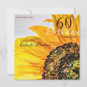 Invitation Jalon floral du tournesol Anniversaire
