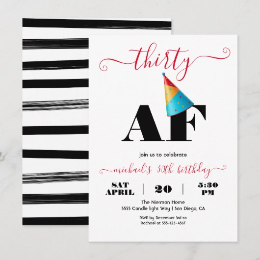 Invitation Jalon Funny Vieux Fête d'anniversaire de la Fête (Devant / Derrière)