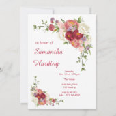 Invitation Jalon Peony Floral fête d'anniversaire (Dos)