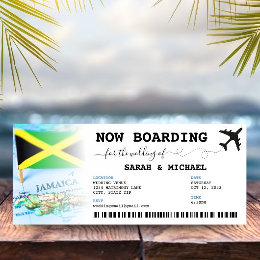 Invitation Jamaïque Boarding Pass Destination Wedding