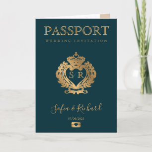 Invitation Jamaïque Destination Mariage Passport Gold Crest