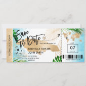 Invitation Jamaïque Enregistrer la date Boarding Pass Plage t (Devant)