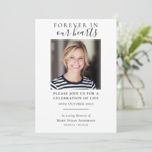 Invitation Jamais | Célébration funéraire de la vie (Debout devant)