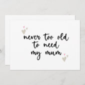 Invitation Jamais trop vieux pour avoir besoin de ma mère Cad (Devant / Derrière)