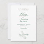 Invitation Jambe Tropicale Vert Mariage Minimal Enregistrer L (Devant)
