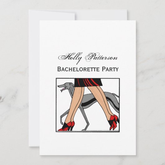 Invitation Jambes Art déco femmes Greyhound Whippet Chien R (Devant)