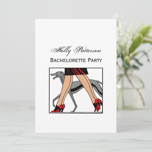 Invitation Jambes Art déco femmes Greyhound Whippet Chien R (Debout devant)