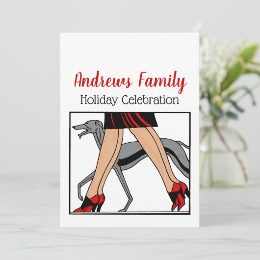 Invitation Jambes Art déco femmes Greyhound Whippet Chien R (Debout devant)