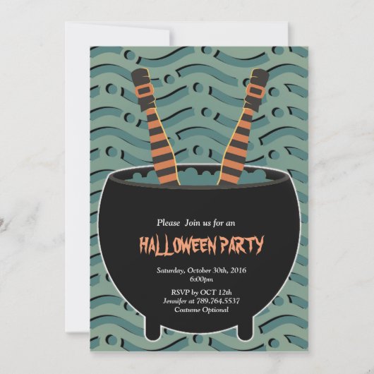Invitation jambes de sorcière Halloween (Devant)