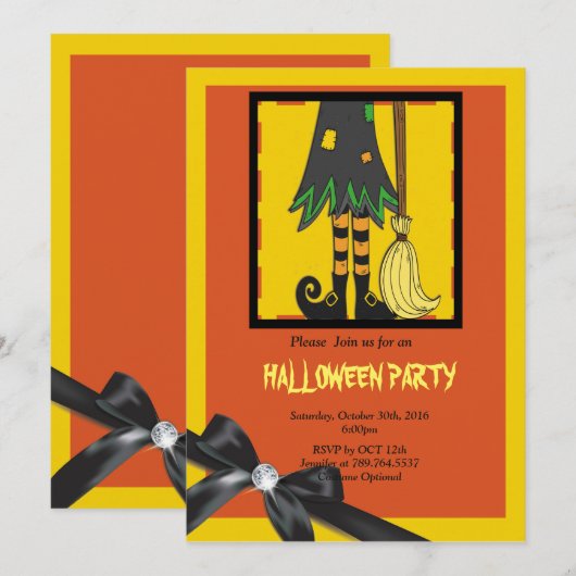 Invitation jambes de sorcière Halloween (Devant / Derrière)