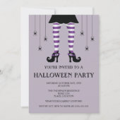 Invitation Jambes De Sorcière Violette Et Araignées Joyeux Ha (Devant)