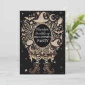 Invitation Jambes de sorcière Whimsical Rustic Burlap Hallowe (Debout devant)