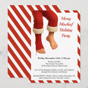 Invitation Jambes drôles de Père Noël Vacances de malice au