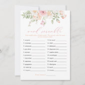 Invitation JANE Blush rose Floral Brid Mot Scramble Jeu (Devant)