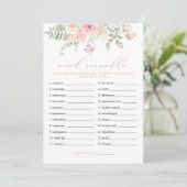 Invitation JANE Blush rose Floral Brid Mot Scramble Jeu (Debout devant)