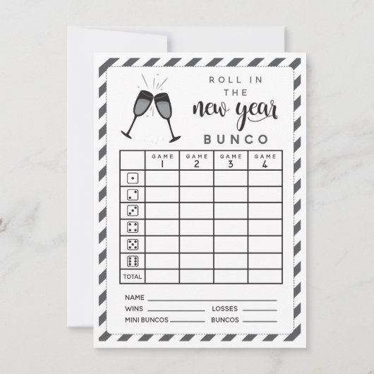 Invitation Janvier Bunco Roll dans le Nouvel An double face (Dos)