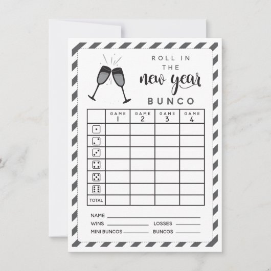 Invitation Janvier Bunco Roll dans le Nouvel An double face (Devant)