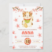 Invitation Japan Lucky Cat Cherry Blossom (Devant)