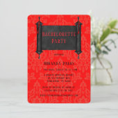 Invitation Japan Soll Rouge Noir Damask Bachelorette Party (Debout devant)