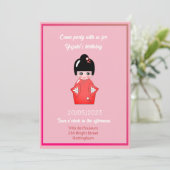 Invitation Japanese doll birthday party no3 (Debout devant)