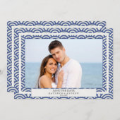 Invitation Japon Seigaiha Vagues Enregistrer La Date Flat Pho (Devant / Derrière)