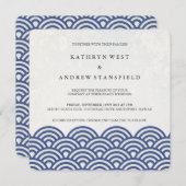 Invitation Japonais Seigaiha Vave Elégant Mariage Plage (Devant / Derrière)