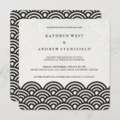 Invitation Japonais Seigaiha Vave Elégant Mariage Plage (Devant / Derrière)