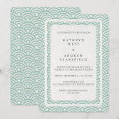 Invitation Japonais Seigaiha Vave Elégant Mariage Plage (Devant / Derrière)