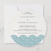 Invitation Japonais Seigaiha Vave Elégant Mariage Plage (Devant)