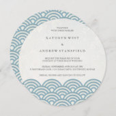 Invitation Japonais Seigaiha Vave Elégant Mariage Plage (Devant / Derrière)