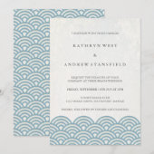 Invitation Japonais Seigaiha Vave Elégant Mariage Plage (Devant / Derrière)