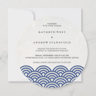 Invitation Japonais Seigaiha Vave Elégant Mariage Plage