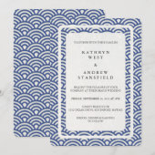 Invitation Japonais Seigaiha Vave Elégant Mariage Plage (Devant / Derrière)