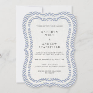 Invitation Japonais Seigaiha Vave Elégant Mariage Plage