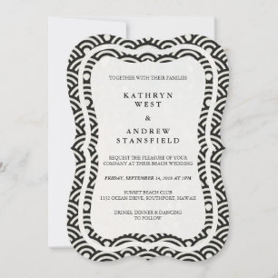 Invitation Japonais Seigaiha Vave Elégant Mariage Plage