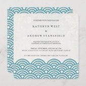 Invitation Japonais Seigaiha Vave Elégant Mariage Plage (Devant / Derrière)