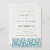 Invitation Japonais Seigaiha Vave Elégant Mariage Plage (Devant)