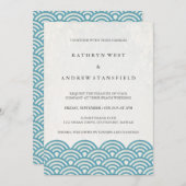 Invitation Japonais Seigaiha Vave Elégant Mariage Plage (Devant / Derrière)