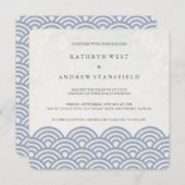 Invitation Japonais Seigaiha Vave Elégant Mariage Plage (Devant / Derrière)