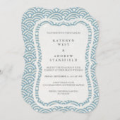 Invitation Japonais Seigaiha Vave Elégant Mariage Plage (Devant / Derrière)